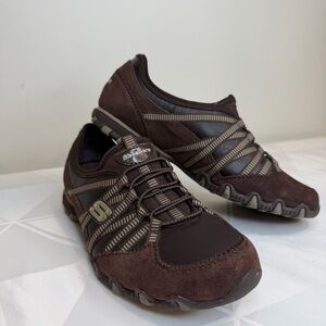 Skechers Women’s Biker Shoes Size 6 Leather Slip On Brown NWOB